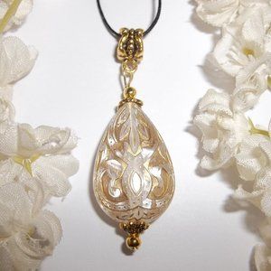 Gold & Clear Statement Necklace Teardrop NWT 6242